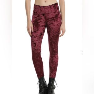 Blackheart burgundy velvet leggings size XL